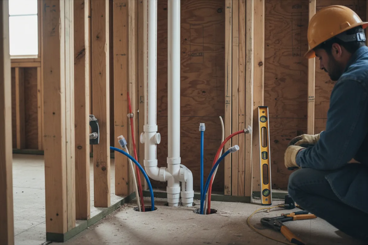 Drain and supply rough-in during Garbage Disposal Repair in Ridgecrest